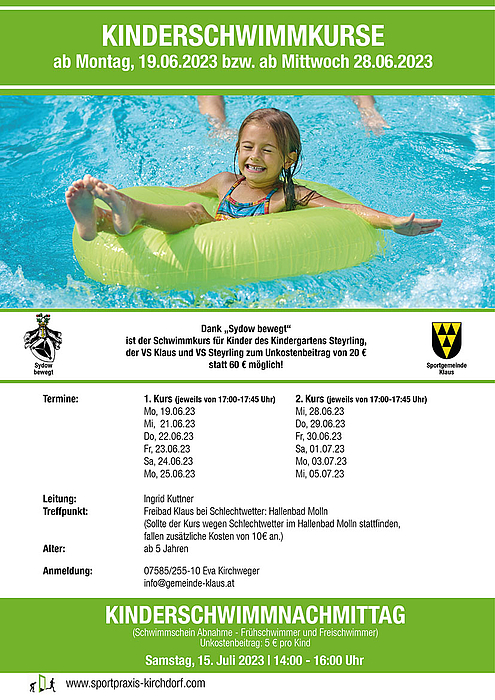 Schwimmkurs im Freibad Klaus